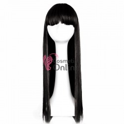 Peruca din fibra sintetica cu par lung cu breton de  70 cm drept Brunet 9012701B